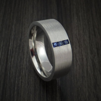 Titanium and Sapphire Ring Custom Made Wedding Band