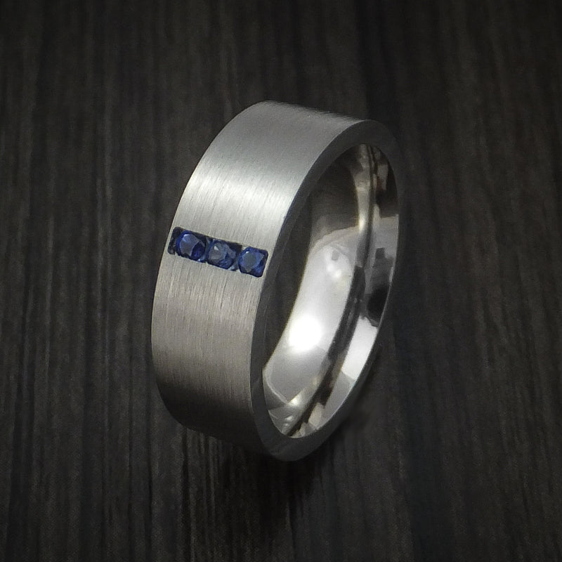 Titanium and Sapphire Ring Custom Made Wedding Band