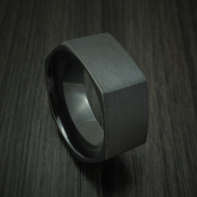 Black Titanium Hexagon Band Custom Made Ring