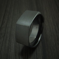 Black Titanium Hexagon Band Custom Made Ring