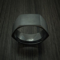 Black Zirconium Hexagon Band Custom Made Ring
