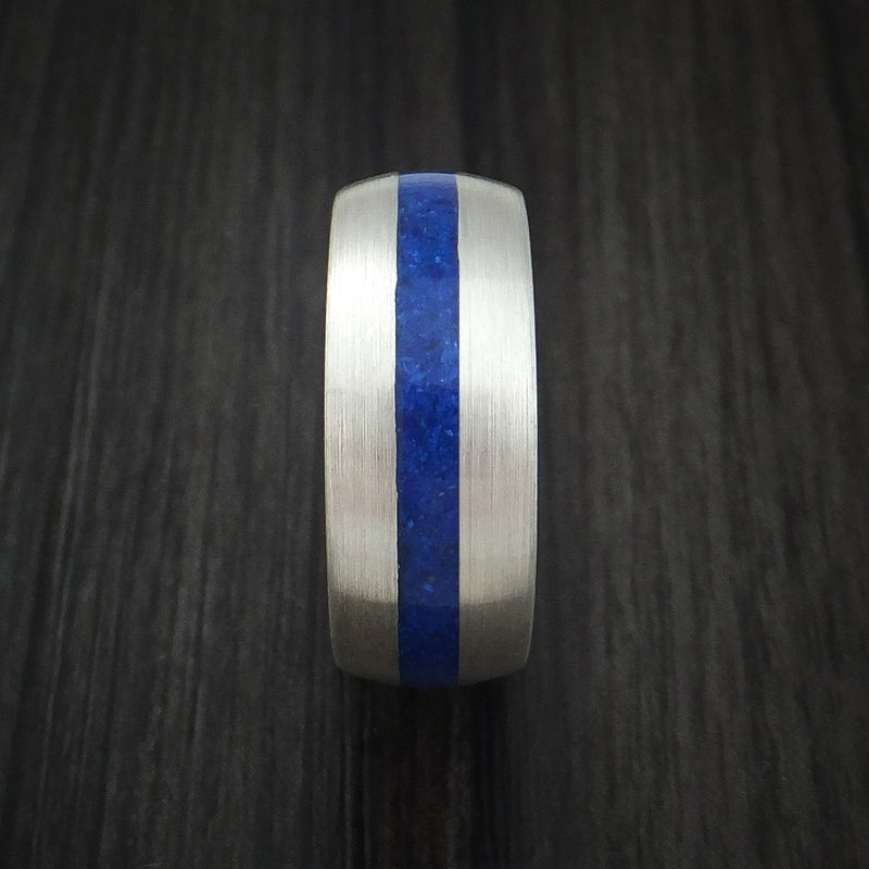 Sterling Silver Ring with Lapis Inlay Custom Made Band