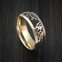 14K Yellow Gold Ring with Tree Branches Custom Made Band