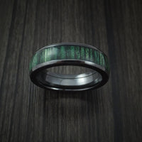Wood Ring and Black Titanium Band inlaid with JADE HARD WOOD Custom Made to Any Size and Optional Wood Types