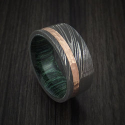 Black Zirconium Baseball Stitch Men's Ring with Custom Color and Hardwood Sleeve