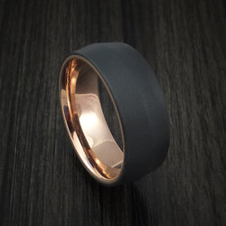 Black Zirconium Ring with 14k Rose Gold Sleeve Custom Made Band