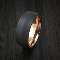 Black Titanium Ring with 14k Rose Gold Sleeve Custom Made Band