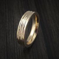 14k Yellow Gold with Tree Bark Finish Custom Made Solid Gold Ring
