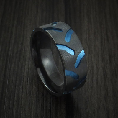 Black Zirconium Anodized Tractor Tire Tread Ring Custom Made Band