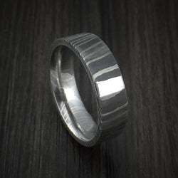 Damascus Steel and Platinum Ring Custom Made Band