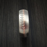 14k White Gold and Rose Gold Baseball Ring Custom Made Band