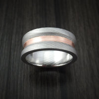 Damascus Steel and Copper Concave Ring Custom Made
