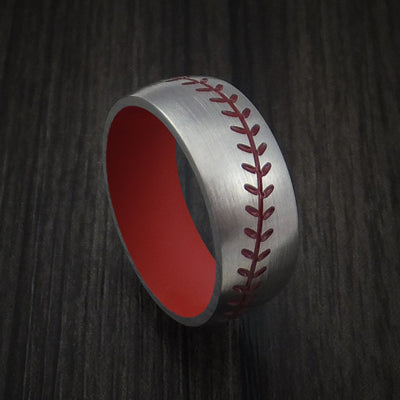 Titanium Baseball Ring with Cerakote Sleeve Custom Made