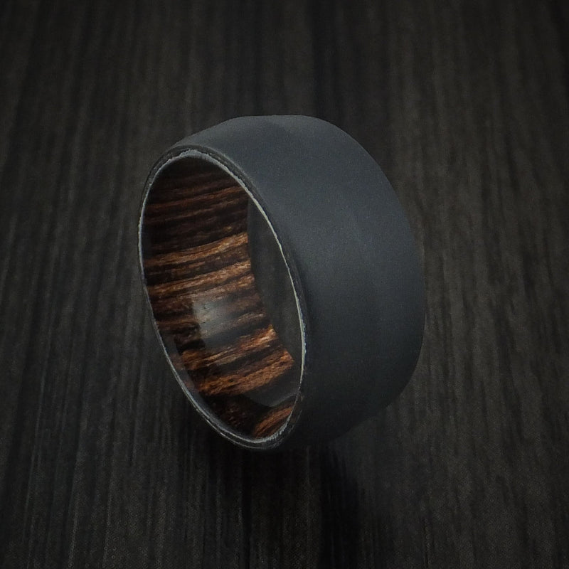 Black Titanium and Ziriciote Hardwood Sleeve Ring Custom Made