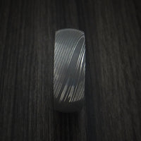 Damascus Steel Ring with Hardwood Sleeve Custom Made