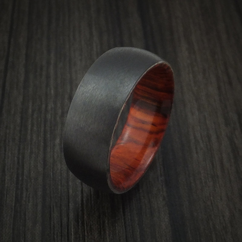 Black Zirconium and Hardwood Sleeve Men's Ring Custom Made | Revolution ...