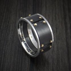 Black Zirconium and Cobalt Chrome Ring with 14k Yellow Gold Custom Made Band