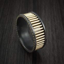 Black Zirconium and 14K Yellow Gold Rods Ring Custom Made Band