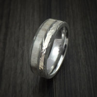 Damascus Steel with Hammered 14k White Gold and Antler Custom Made Men ...