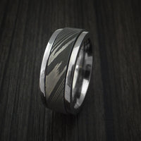 Damascus Steel and Titanium Spinner Ring Custom Made Band