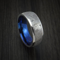 Cobalt Chrome Ring with Gibeon Meteorite Inlay and Anodized Titanium Sleeve Custom Made