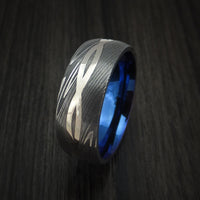 Damascus Steel 14K White Gold Celtic Knot Ring Infinity Design Anodized Wedding Band