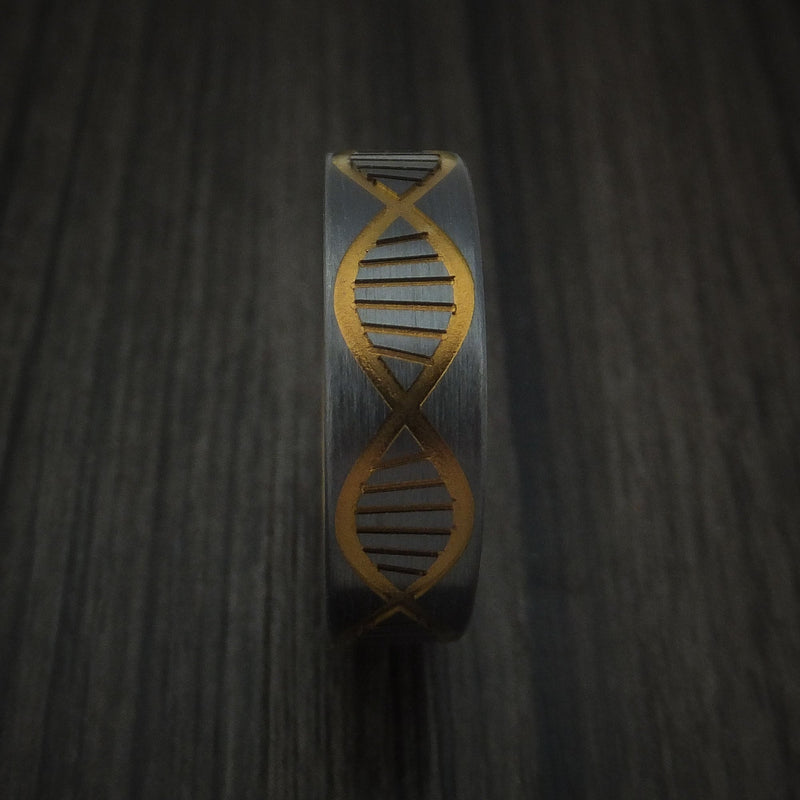 Black Titanium DNA Strand Anodized Men's Ring Custom Made Band