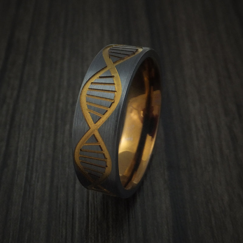 Black Zirconium DNA Strand Anodized Ring Custom made Band Any Finish and Sizing