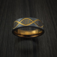 Black Titanium DNA Strand Anodized Men's Ring Custom Made Band