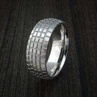 Cobalt Chrome Carved Tread Design Ring Bold Unique Band Custom Made to Any Sizing 4-22