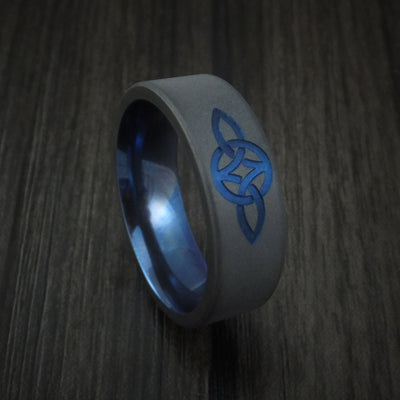 Black Zirconium Celtic Knot Ring with Anodized Sleeve Custom Made Band