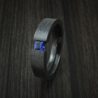 Black Zirconium Ring with Sapphire Custom Made Band