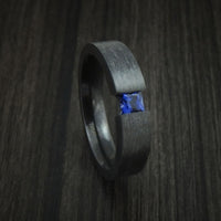 Black Titanium Ring with Sapphire Custom Made Band