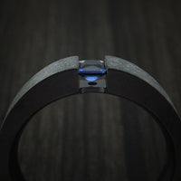 Black Zirconium Ring with Sapphire Custom Made Band