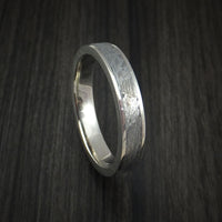 14k White Gold and Gibeon Meteorite Ring Custom Made Band