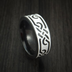 Black Titanium Celtic Trinity Men's Ring Irish Knot Design Band