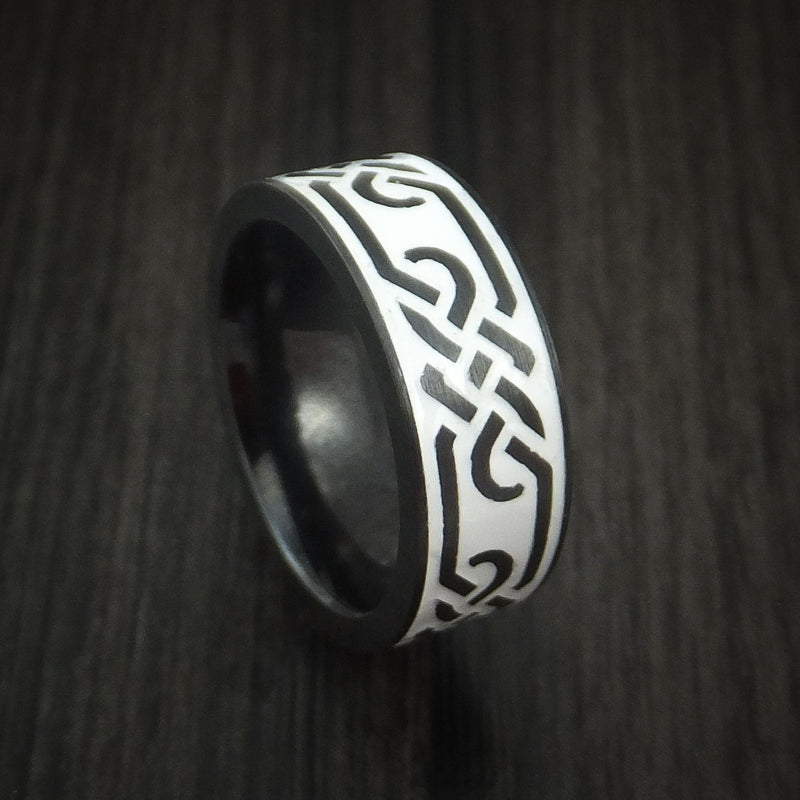 Black Titanium Celtic Trinity Men's Ring Irish Knot Design Band Any Size Men's Ring