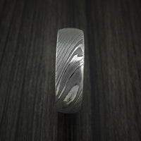 Damascus Steel Ring with 14k Yellow Gold Sleeve Custom Made Band