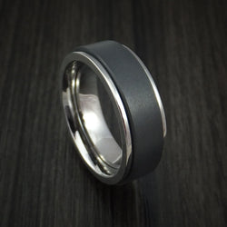 Titanium and Black Titanium Spinner Men's Ring Custom Made Band