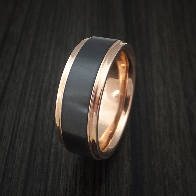 18K Rose Gold and Elysium Black Diamond Ring Custom Made Band