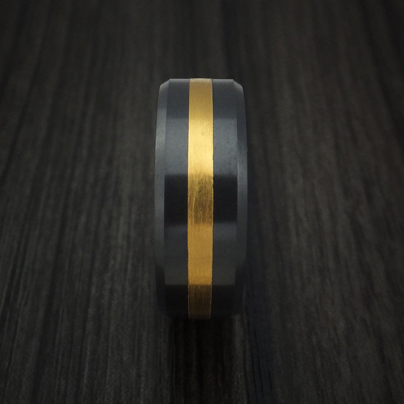 Elysium Black Diamond and 24K Gold Ring Custom Made Band