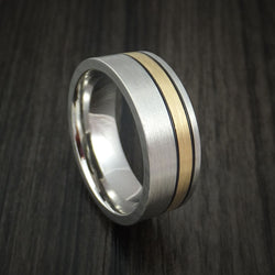 Cobalt Chrome and 14K Yellow Gold Wedding Band Engagement Ring Made to Any Sizing and Finish 3-22