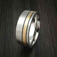 Cobalt Chrome and 14K Yellow Gold Wedding Band Engagement Ring Made to Any Sizing and Finish 3-22