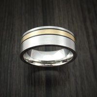 Cobalt Chrome and 14K Yellow Gold Wedding Band Engagement Ring Made to Any Sizing and Finish 3-22