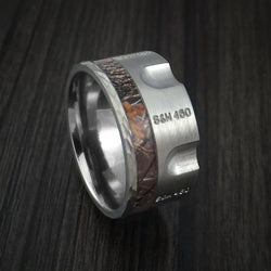 Titanium Revolver Ring with Kings Camo Woodland Shadow Inlay and Hammered Edge Custom Made