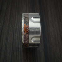 Titanium Revolver Ring with Kings Camo Woodland Shadow Inlay and Hammered Edge Custom Made