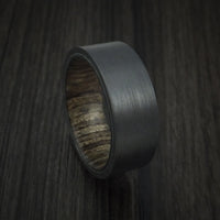 Black Titanium Ring with Hardwood Interior Sleeve Custom Made