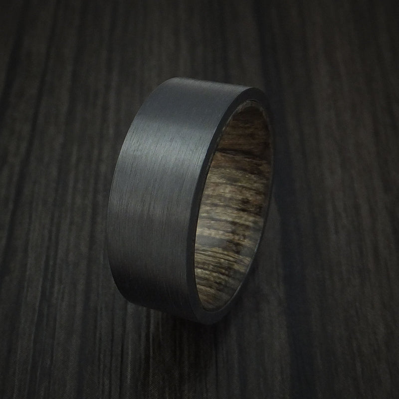Black Titanium Ring with Hardwood Interior Sleeve Custom Made