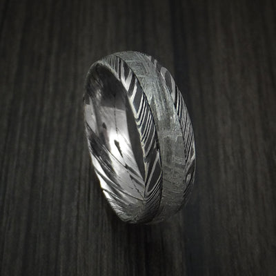 Kuro Damascus Steel and Gibeon Meteorite Ring Custom Made Band