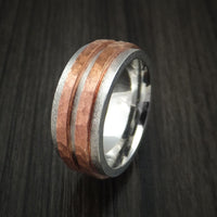 Cobalt Chrome Ring with Raised Hammered Copper Inlays Custom Made Band